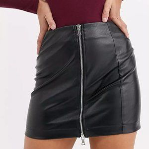 tiger mist zip front faux leather mini skirt size S